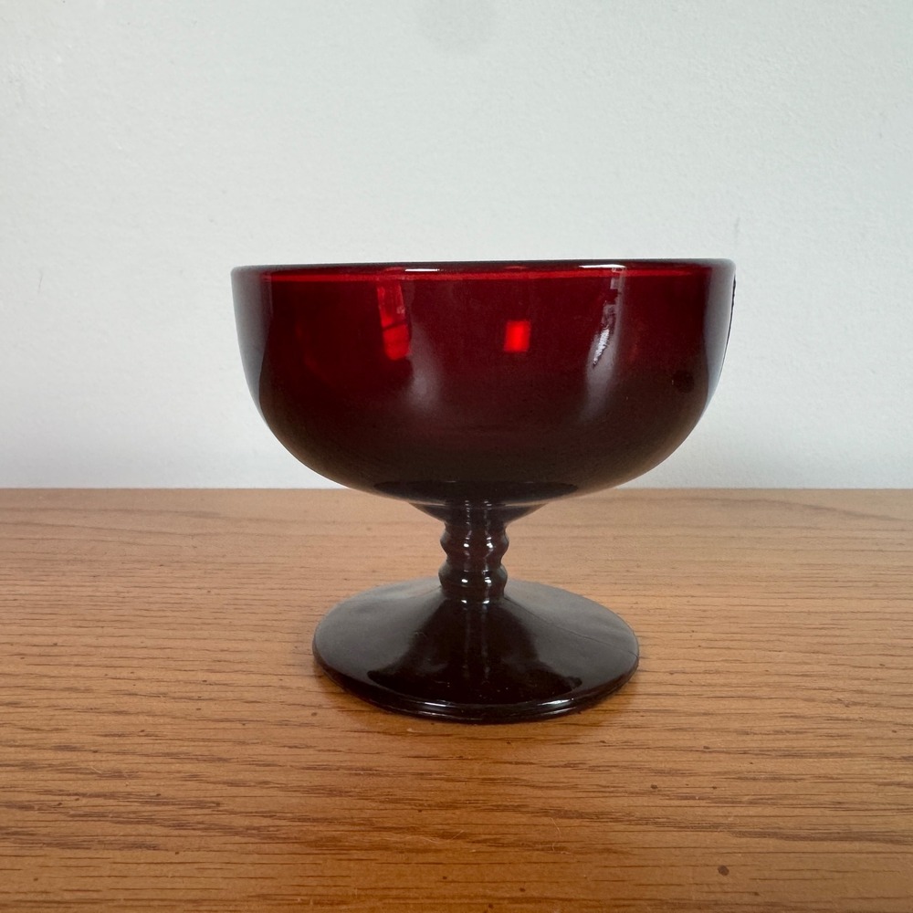 Vintage Anchor‎ Hocking Royal Ruby Red Glass Footed Sherbet Dessert Bowl